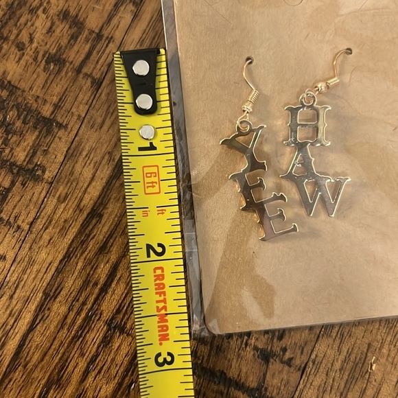 YEE HAW Gold Tone Earrings Dangles for that southern western flair - Picture 5 of 6